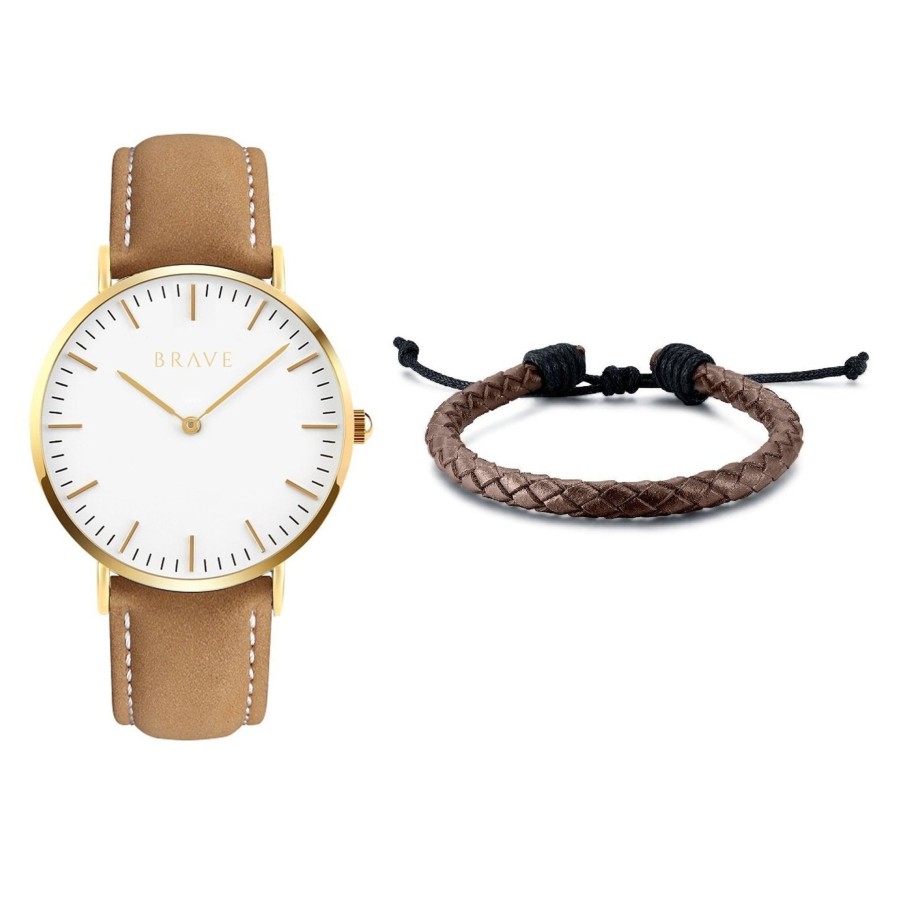 Uomo BRAVE Jewelry | Orologio Set + Bracciale Brave ~ "Classico"